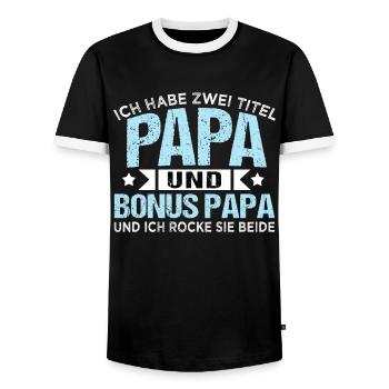 Herren Ich habe zwei Titel Papa und Bonus Papa - Männer Kontrast-T-Shirt - Schwarz/Weiß - Vorne - AI Model Female 172 light (172cm) & AI Model Male 178 light (178cm)