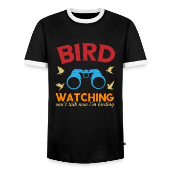 Ornithologue Ornithologue Observation des oiseaux Observation des oiseaux - T-shirt contrasté Homme - noir/blanc - Devant - AI Model Female 172 light (172cm) & AI Model Male 178 light (178cm)