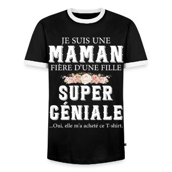 Maman Fière De Sa Fille Fête Des Mères Mama Cadeau - T-shirt contrasté Homme - noir/blanc - Devant - AI Model Female 172 light (172cm) & AI Model Male 178 light (178cm)
