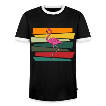 Flamingo Rose Flamant Flamant Rose Flamant Cadeau - T-shirt contrasté Homme - noir/blanc - Devant - AI Model Female 172 light (172cm) & AI Model Male 178 light (178cm)