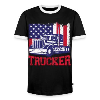 Trucker Truck Driver Vintage Usa - Männer Kontrast-T-Shirt - Schwarz/Weiß - Vorne - AI Model Female 172 light (172cm) & AI Model Male 178 light (178cm)