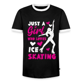 Ice Skating Figure Skating Skating Skating - Men's Ringer Shirt - black/white - Front - AI Model Female 172 light (172cm) & AI Model Male 178 light (178cm)
