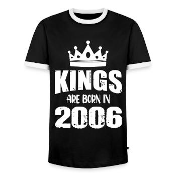 Kings are born in 2006 - Men's Ringer Shirt - black/white - Front - AI Model Female 172 light (172cm) & AI Model Male 178 light (178cm)
