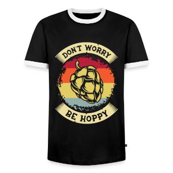 Bière Houblon Brasserie Brasserie Brasserie Bière artisanale - T-shirt contrasté Homme - noir/blanc - Devant - AI Model Female 172 light (172cm) & AI Model Male 178 light (178cm)