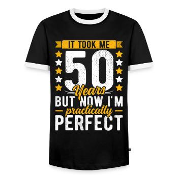 50ème anniversaire 50 ans homme femme 50ème années 50 - T-shirt contrasté Homme - noir/blanc - Devant - AI Model Female 172 light (172cm) & AI Model Male 178 light (178cm)