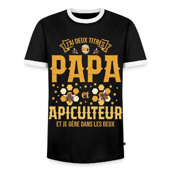Papa Apiculteur Homme Abeilles Abeille Apiculture - T-shirt contrasté Homme - noir/blanc - Devant - AI Model Female 172 light (172cm) & AI Model Male 178 light (178cm)