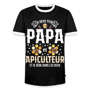 Papa Apiculteur Homme Abeilles Abeille Apiculture - T-shirt contrasté Homme - noir/blanc - Devant - AI Model Female 172 light (172cm) & AI Model Male 178 light (178cm)