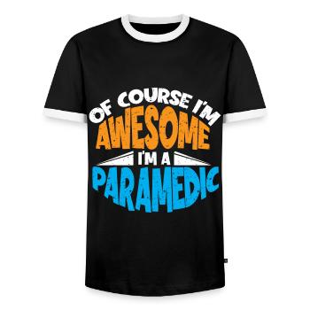 Rettungssanitäter Paramedic Rettungsdienst Ems Emt - Männer Kontrast-T-Shirt - Schwarz/Weiß - Vorne - AI Model Female 172 light (172cm) & AI Model Male 178 light (178cm)