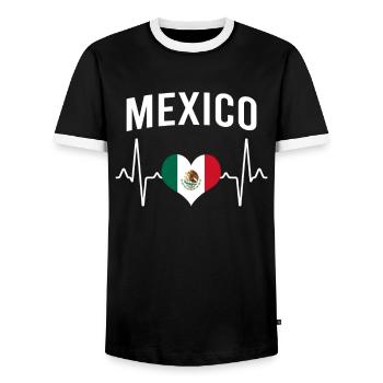 Mexiko Mexico Herzschlag - Männer Kontrast-T-Shirt - Schwarz/Weiß - Vorne - AI Model Female 172 light (172cm) & AI Model Male 178 light (178cm)