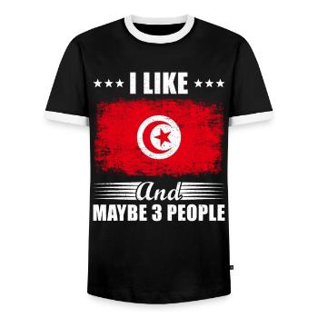 Tunisie - T-shirt contrasté Homme - noir/blanc - Devant - AI Model Female 172 light (172cm) & AI Model Male 178 light (178cm)
