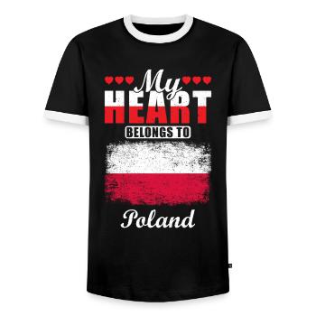 My Heart Belongs to Poland - Männer Kontrast-T-Shirt - Schwarz/Weiß - Vorne - AI Model Female 172 light (172cm) & AI Model Male 178 light (178cm)