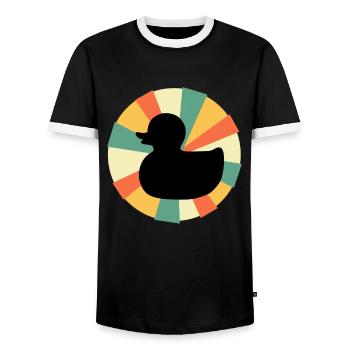 Duck Quitsche Duck Erpel Duck Yellow Rubber Duck - Men's Ringer Shirt - black/white - Front - AI Model Female 172 light (172cm) & AI Model Male 178 light (178cm)