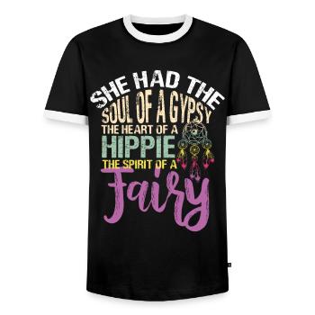 Mouvement Hippie Paix Fleur Pouvoir Paix - T-shirt contrasté Homme - noir/blanc - Devant - AI Model Female 172 light (172cm) & AI Model Male 178 light (178cm)