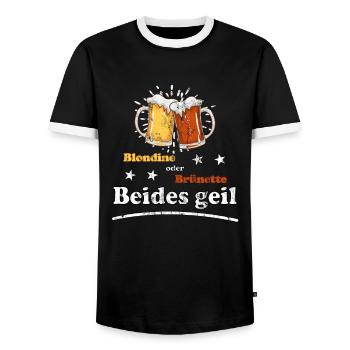 Blondine oder Brünette beides geil Design - Männer Kontrast-T-Shirt - Schwarz/Weiß - Vorne - AI Model Female 172 light (172cm) & AI Model Male 178 light (178cm)
