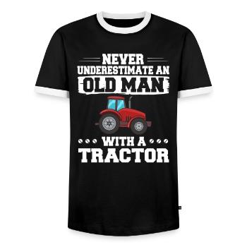 Tractor Farmer Tractor Agricultural Tractor Farmer - Men's Ringer Shirt - black/white - Front - AI Model Female 172 light (172cm) & AI Model Male 178 light (178cm)