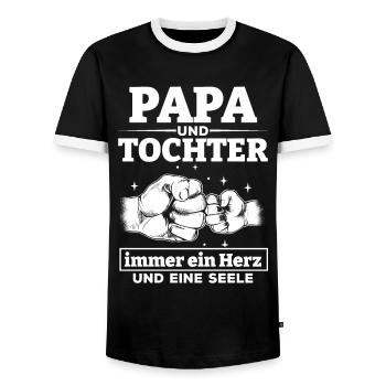 Papa und Tochter immer ein Herz und eine Seele I - Männer Kontrast-T-Shirt - Schwarz/Weiß - Vorne - AI Model Female 172 light (172cm) & AI Model Male 178 light (178cm)