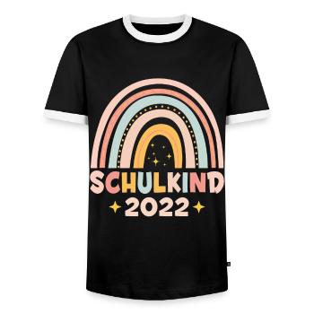 Schulkind 2022 Bunter Regenbogen - Männer Kontrast-T-Shirt - Schwarz/Weiß - Vorne - AI Model Female 172 light (172cm) & AI Model Male 178 light (178cm)