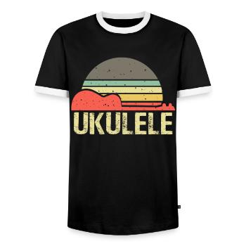 Ukulélé - T-shirt contrasté Homme - noir/blanc - Devant - AI Model Female 172 light (172cm) & AI Model Male 178 light (178cm)