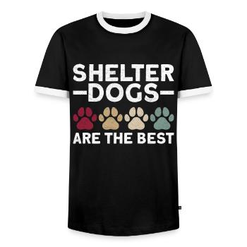 Dog Animal Welfare Animal Rescue Activiste Refuge pour animaux - T-shirt contrasté Homme - noir/blanc - Devant - AI Model Female 172 light (172cm) & AI Model Male 178 light (178cm)
