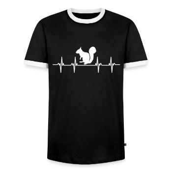 Acorns Kobel Grey Squirrel Rodents Squirrels - Men's Ringer Shirt - black/white - Front - AI Model Female 172 light (172cm) & AI Model Male 178 light (178cm)