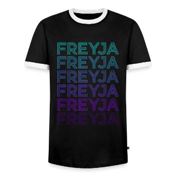 Freyja Goddess Wicca Pagan Retro - Men's Ringer Shirt - black/white - Front - AI Model Female 172 light (172cm) & AI Model Male 178 light (178cm)