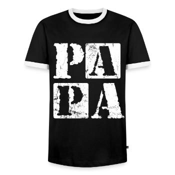 Papa Idées de fête des pères Fête des pères Papa - T-shirt contrasté Homme - noir/blanc - Devant - AI Model Female 172 light (172cm) & AI Model Male 178 light (178cm)
