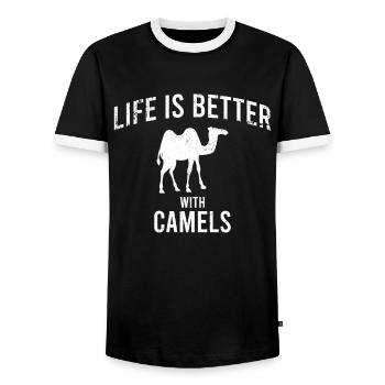 Camel Kamel Spruch - Männer Kontrast-T-Shirt - Schwarz/Weiß - Vorne - AI Model Female 172 light (172cm) & AI Model Male 178 light (178cm)