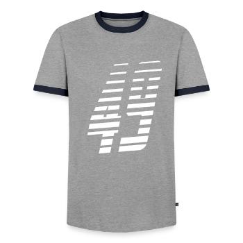 fyrtionio - Men's Ringer Shirt - grey/navy  - Front - AI Model Female 172 light (172cm) & AI Model Male 178 light (178cm)