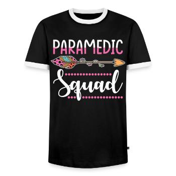 Escouade paramédicale femmes - T-shirt contrasté Homme - noir/blanc - Devant - AI Model Female 172 light (172cm) & AI Model Male 178 light (178cm)