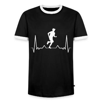 Marathonläufer Herzschlag - Männer Kontrast-T-Shirt - Schwarz/Weiß - Vorne - AI Model Female 172 light (172cm) & AI Model Male 178 light (178cm)