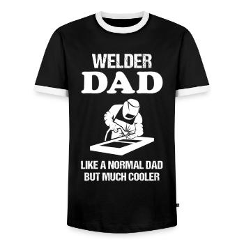 Welder Papa Saying Craftsman Profession Gift - Men's Ringer Shirt - black/white - Front - AI Model Female 172 light (172cm) & AI Model Male 178 light (178cm)