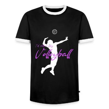 Volleyball Girl Sport - jouer au volley-ball - T-shirt contrasté Homme - noir/blanc - Devant - AI Model Female 172 light (172cm) & AI Model Male 178 light (178cm)