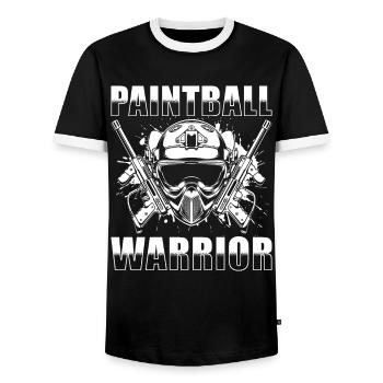 Paintball Warrior - Men's Ringer Shirt - black/white - Front - AI Model Female 172 light (172cm) & AI Model Male 178 light (178cm)