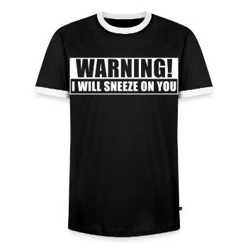 Sneeze - Men's Ringer Shirt - black/white - Front - AI Model Female 172 light (172cm) & AI Model Male 178 light (178cm)