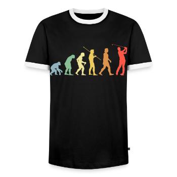 Golf Evolution Retro Golfen Golfspieler - Männer Kontrast-T-Shirt - Schwarz/Weiß - Vorne - AI Model Female 172 light (172cm) & AI Model Male 178 light (178cm)