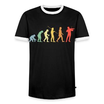 Violon Evolution Rétro ViolonIste - T-shirt contrasté Homme - noir/blanc - Devant - AI Model Female 172 light (172cm) & AI Model Male 178 light (178cm)