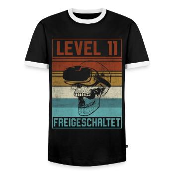 Level 11 Jahre Junge Gamer 11. Geburtstag - Männer Kontrast-T-Shirt - Schwarz/Weiß - Vorne - AI Model Female 172 light (172cm) & AI Model Male 178 light (178cm)