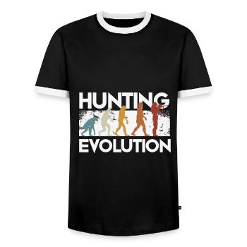 Évolution des chasseurs - T-shirt contrasté Homme - noir/blanc - Devant - AI Model Female 172 light (172cm) & AI Model Male 178 light (178cm)