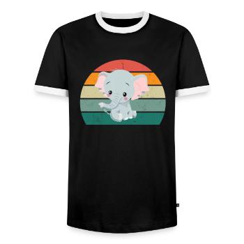 Eléphant Pachyderme Proboscis Afrique Trompettes Éléphant - T-shirt contrasté Homme - noir/blanc - Devant - AI Model Female 172 light (172cm) & AI Model Male 178 light (178cm)