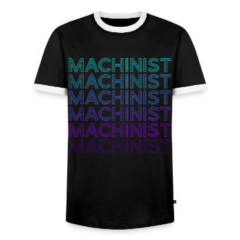 Cutting machine operator Cnc machine operator - Men's Ringer Shirt - black/white - Front - AI Model Female 172 light (172cm) & AI Model Male 178 light (178cm)