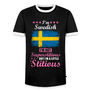 Swede Gift funny saying Sweden - Men's Ringer Shirt - black/white - Front - AI Model Female 172 light (172cm) & AI Model Male 178 light (178cm)