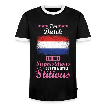 Dutch woman gift funny saying Holland - Men's Ringer Shirt - black/white - Front - AI Model Female 172 light (172cm) & AI Model Male 178 light (178cm)