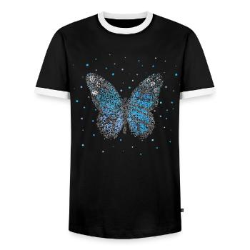 Schmetterling Schmetterlinge Floristik - Männer Kontrast-T-Shirt - Schwarz/Weiß - Vorne - AI Model Female 172 light (172cm) & AI Model Male 178 light (178cm)