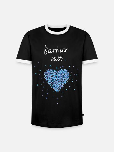 Barbier Mit Herz Vollbart Bartträger - Männer Kontrast-T-Shirt - Schwarz/Weiß