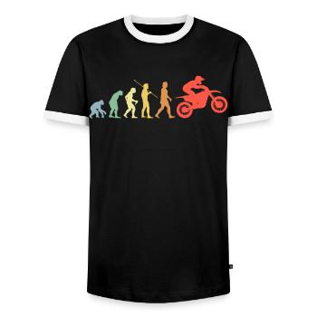 Motocross Evolution Retro Moto Motocross Rider - T-shirt contrasté Homme - noir/blanc - Devant - AI Model Female 172 light (172cm) & AI Model Male 178 light (178cm)