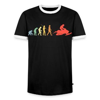 Snowmobile Evolution Retro Snowmobile - Men's Ringer Shirt - black/white - Front - AI Model Female 172 light (172cm) & AI Model Male 178 light (178cm)