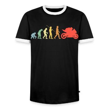 Racing Machine Evolution Retro Motorcycle Gift - Men's Ringer Shirt - black/white - Front - AI Model Female 172 light (172cm) & AI Model Male 178 light (178cm)