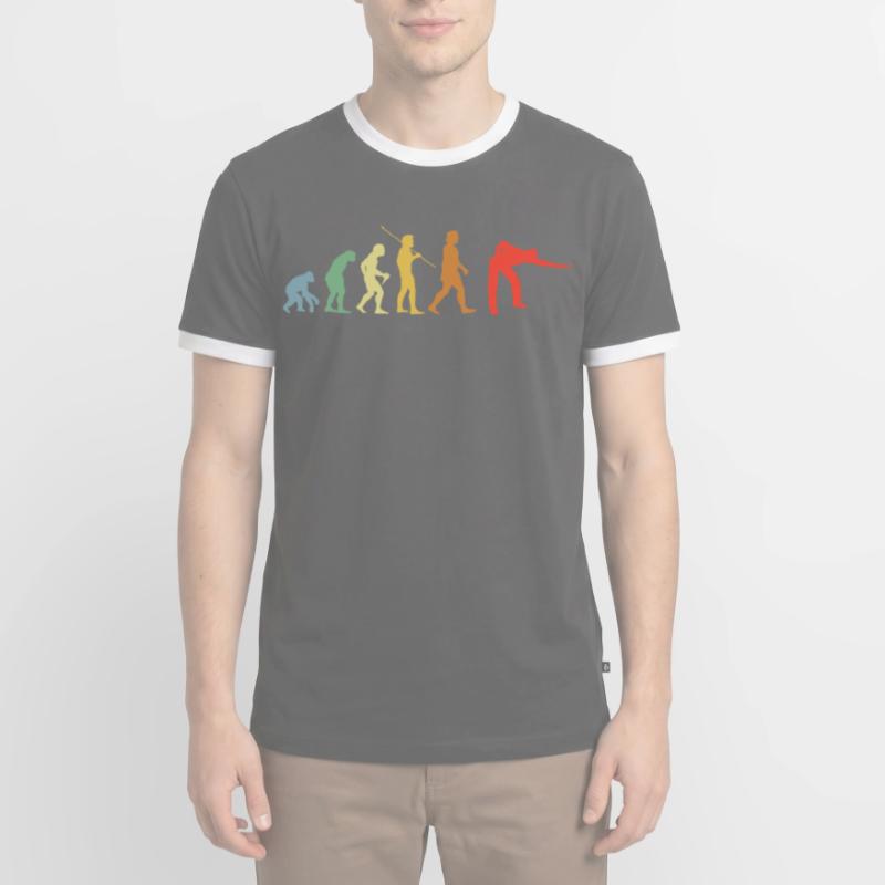 Billiards Evolution Retro Pool Billiard Player Men's Ringer Shirt