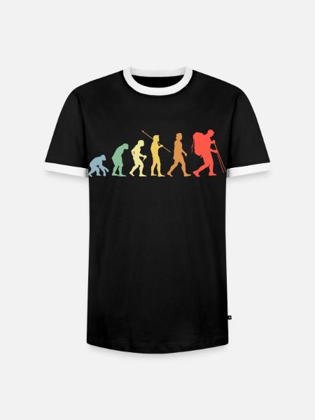 Wandern Evolution Retro Berglauf Wanderer - Männer Kontrast-T-Shirt - Schwarz/Weiß