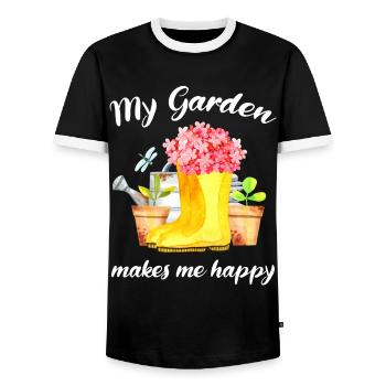 Garden Saying Gardener Hobby Gardener Gift Idea - Men's Ringer Shirt - black/white - Front - AI Model Female 172 light (172cm) & AI Model Male 178 light (178cm)